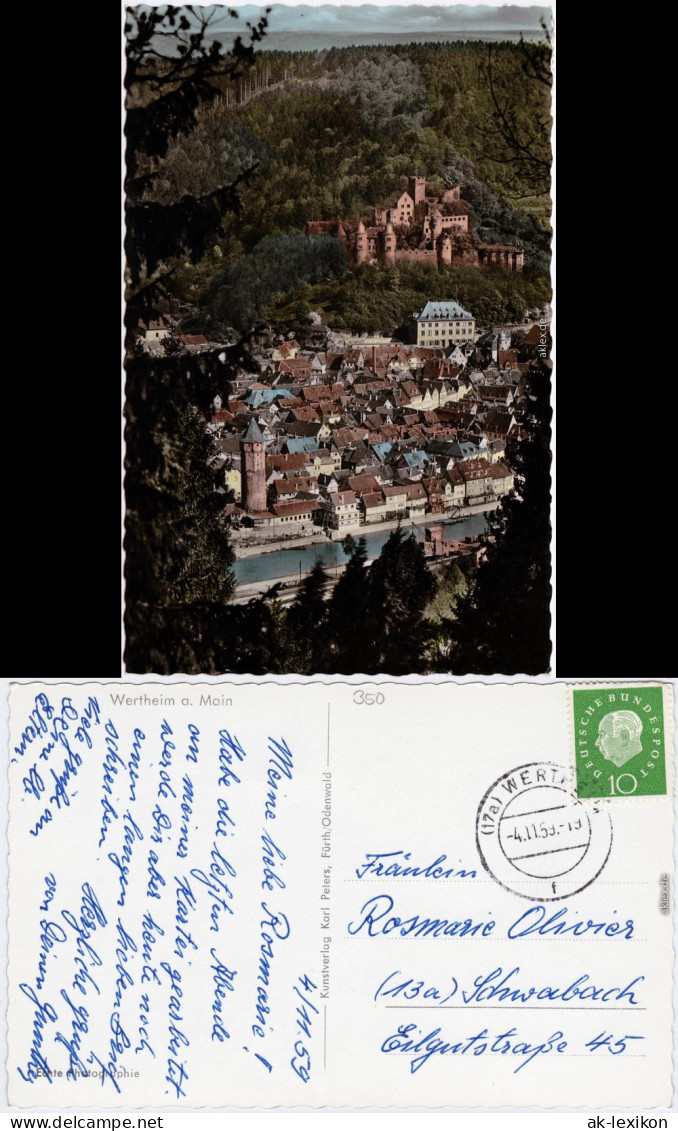 Wertheim Panorama Coloriert Ansichtskarte  1959 - Wertheim