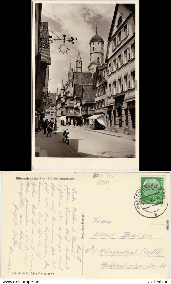 Biberach An Der Riß Hindenburgstraße Belebt Geschäfte Fotokarte  1955 - Biberach