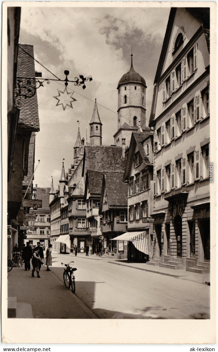 Biberach An Der Riß Hindenburgstraße Belebt Geschäfte Fotokarte  1955 - Biberach