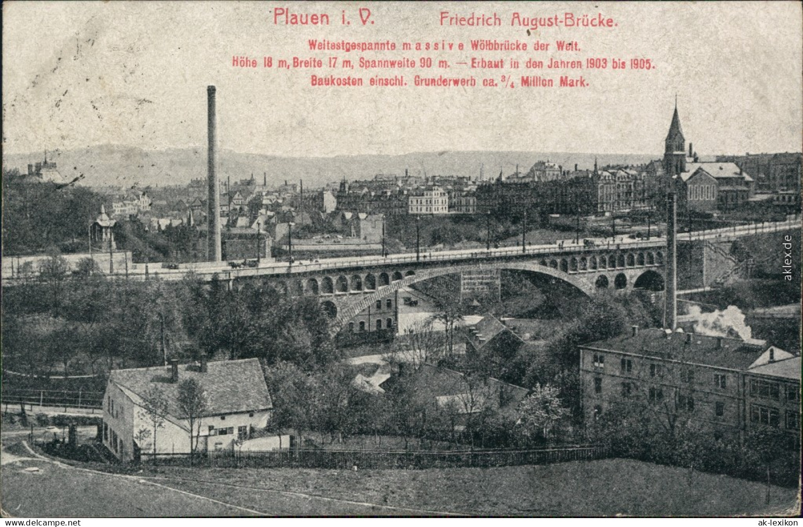 Plauen (Vogtland) Friedrich August Brücke - Fabrik U. Stadt/1928 1930  - Plauen