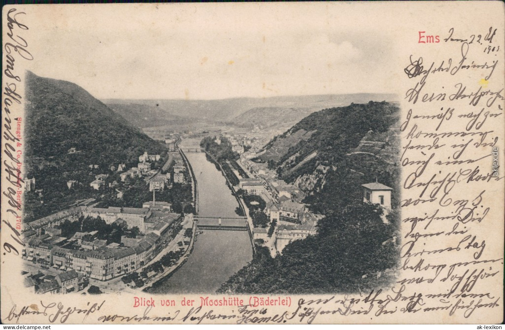 Bad Ems Panorama-Ansicht - Blick Von Der Mooshütte (Bäderlei) 1903 - Bad Ems