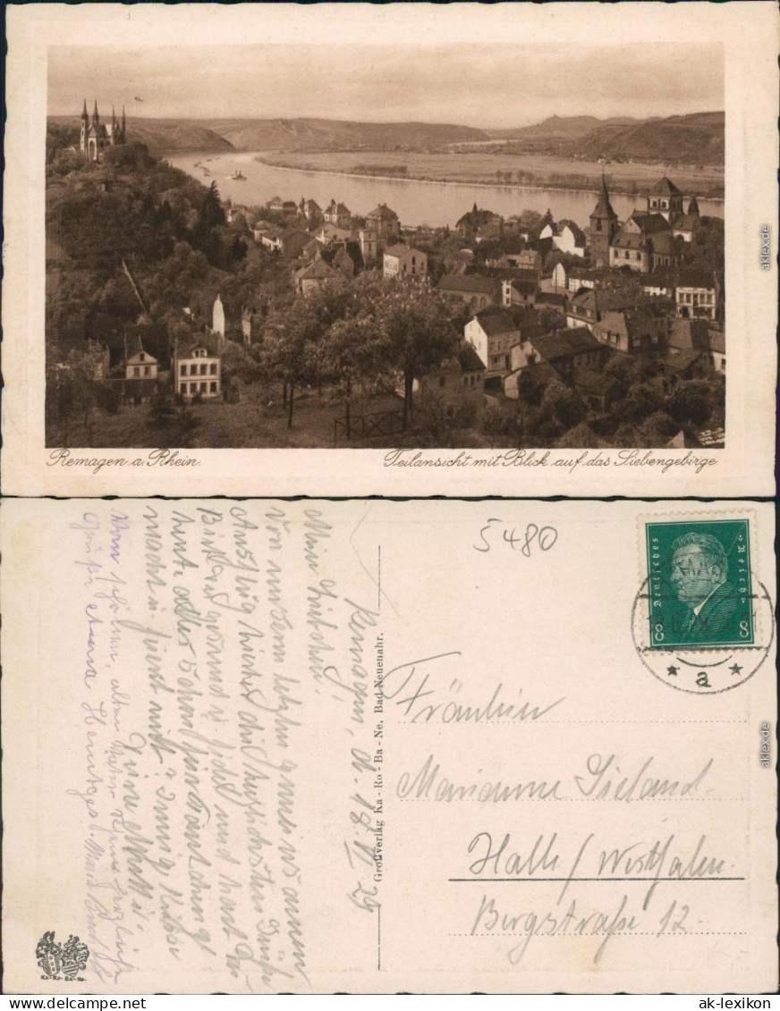 Ansichtskarte Remagen Kirche, Siebengebirge 1929 - Remagen