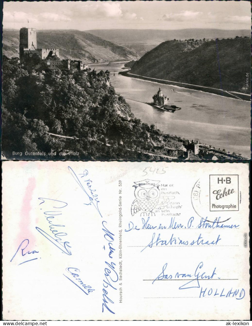 Ansichtskarte Kaub Burg Gutenfels 1930 - Kaub
