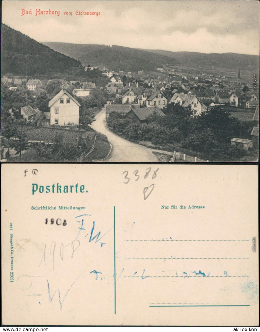 Ansichtskarte Bad Harzburg Panorama-Ansicht Vom Eichenberge 1908 - Bad Harzburg