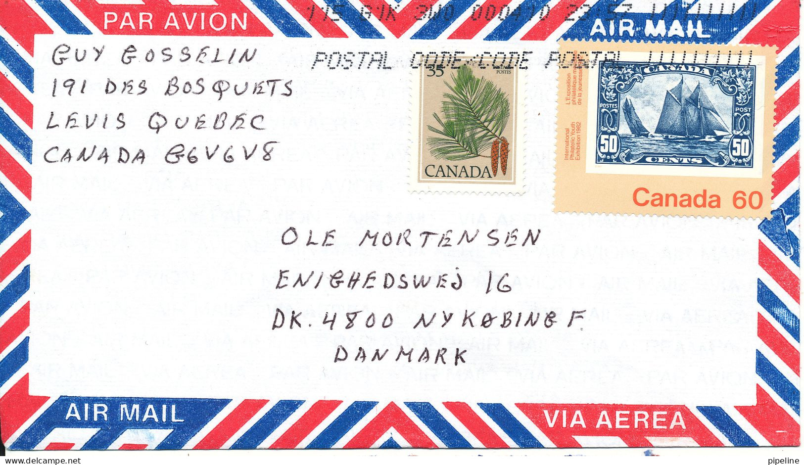 Canada Air Mail Cover Sent To Denmark 10-4-2000 - Luftpost