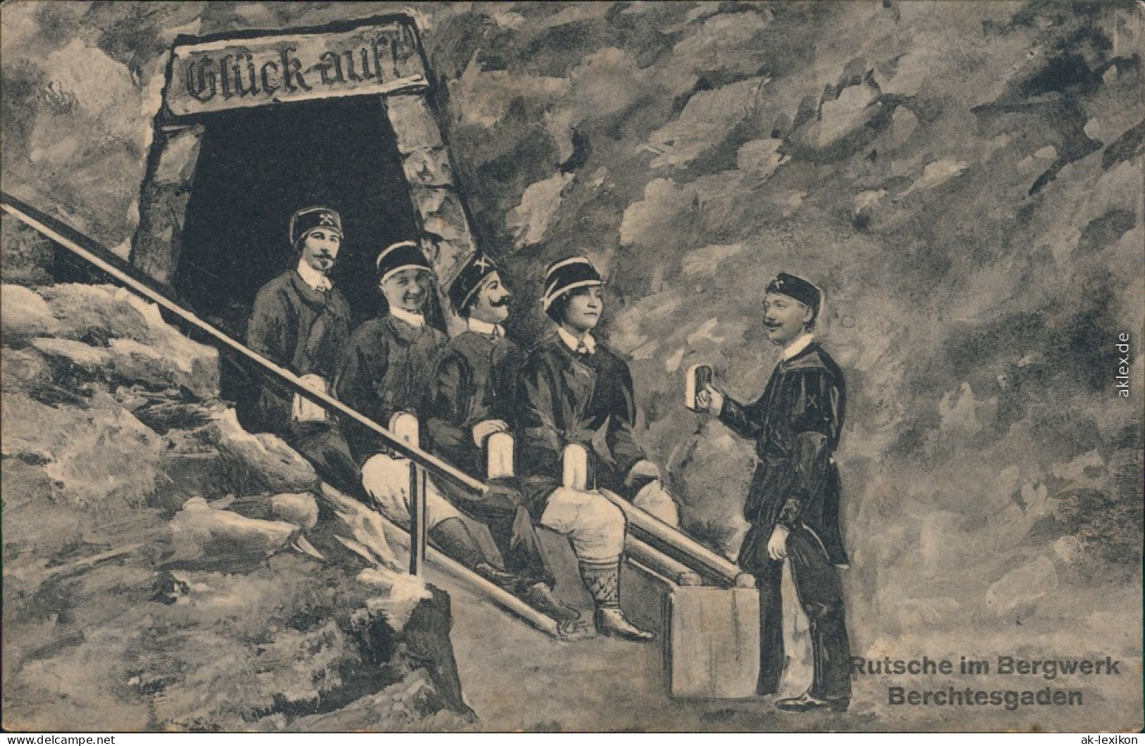 Ansichtskarte Berchtesgaden Bergbau/Tagebau KünstlerKarte Salzbergwerk  1920 - Berchtesgaden