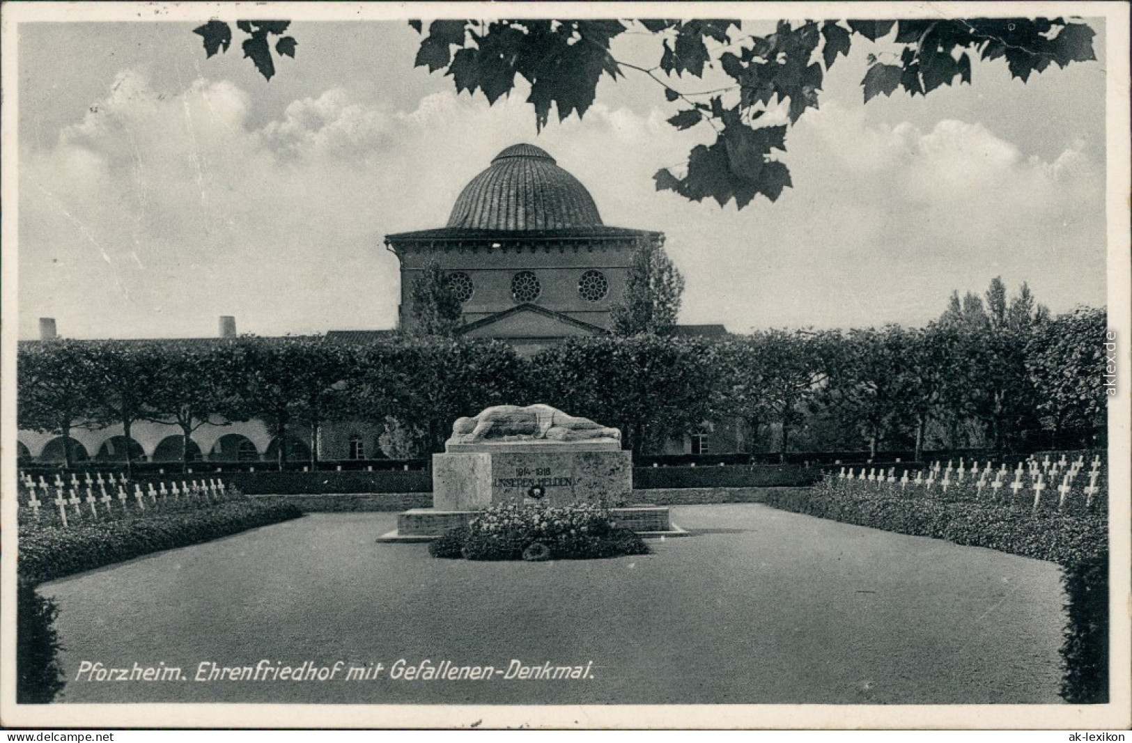 Ansichtskarte Pforzheim Ehrenfriedhof Mit Gefallenen-Denkmal 1935 - Pforzheim