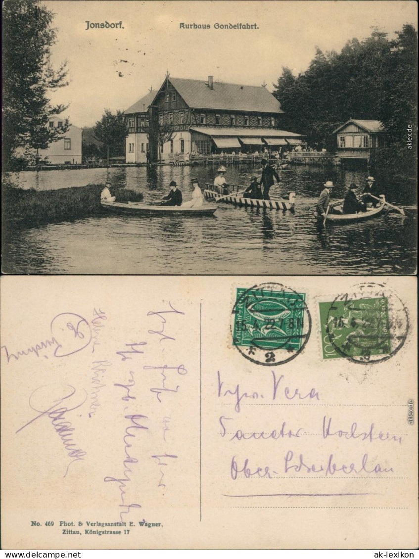 Ansichtskarte Jonsdorf Kurhaus, Hotel Gondelfahrt 1922 - Jonsdorf