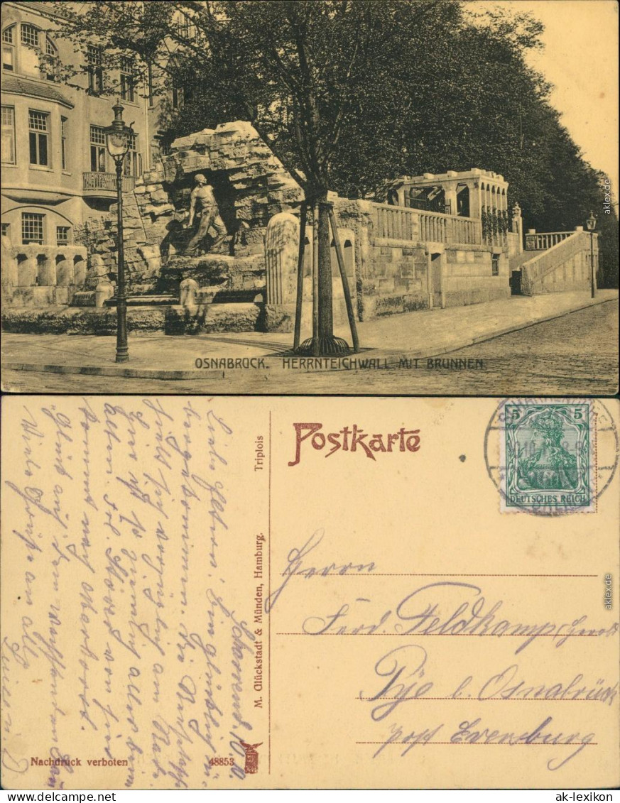 Ansichtskarte Osnabrück Herrnteichswall Mit Brunnen 1911 - Osnabrück