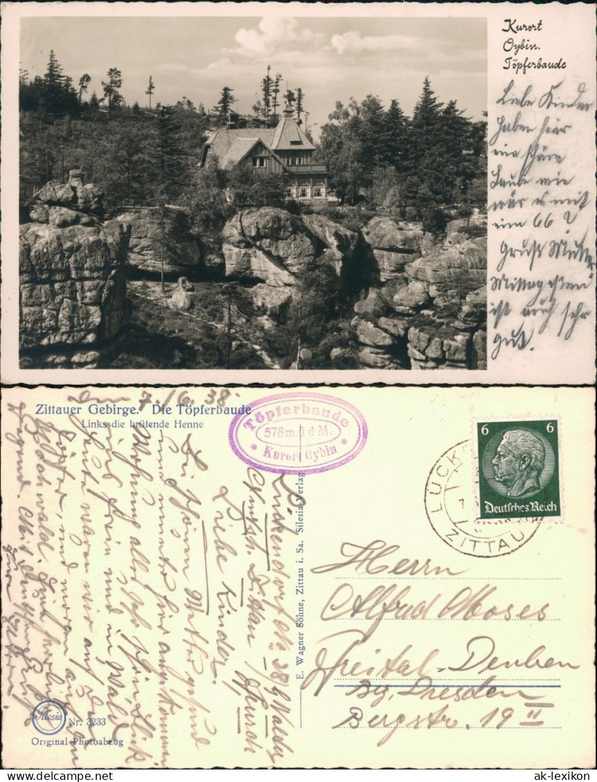 Ansichtskarte Oybin Töpferbaude (Oybin) 1933 - Oybin