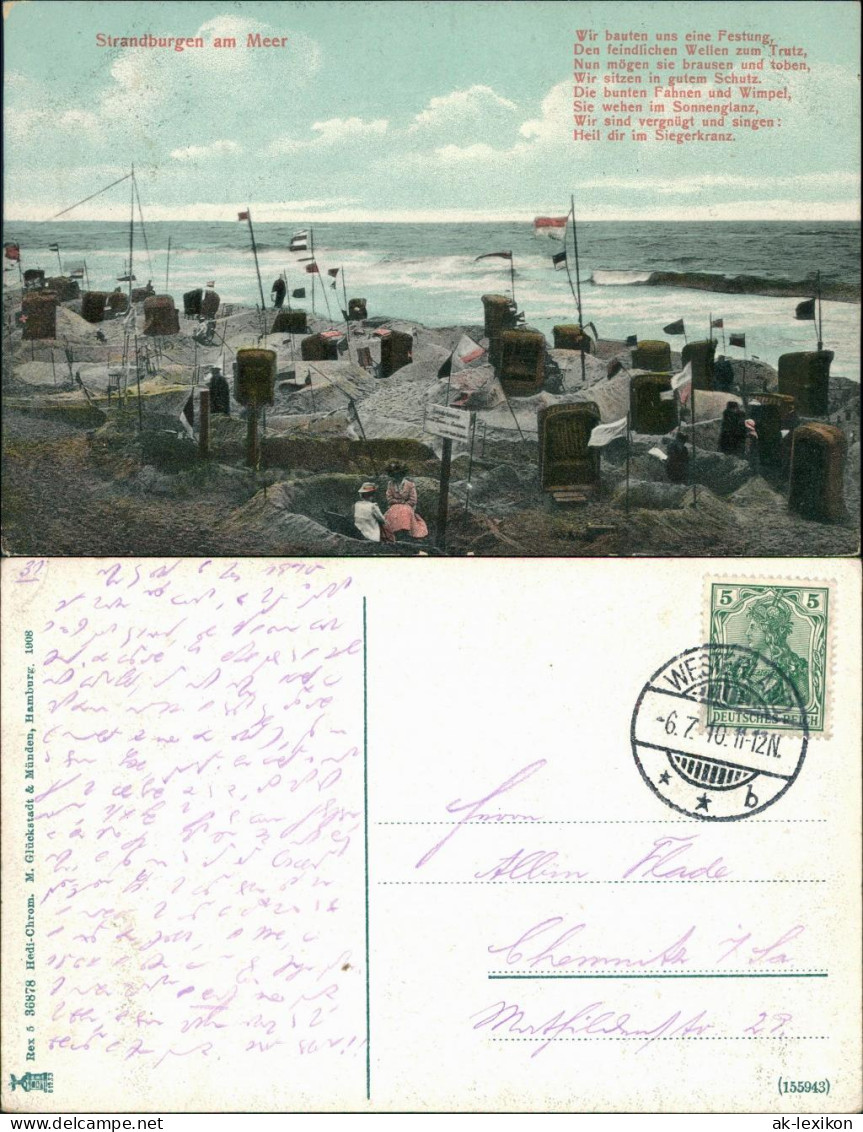 Ansichtskarte  Spruchkarten/Gedichte "Strandburgen Am Meer" 1910 - Filosofía & Pensadores