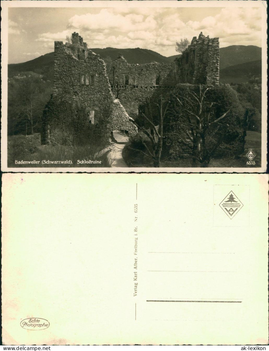 Ansichtskarte Badenweiler Burg Badenweiler (Schlossruine) 1929 - Badenweiler