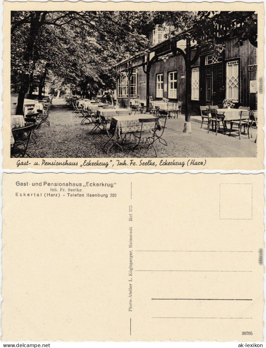 Eckertal Bad Harzburg Gast- U. Pensionshaus Eckerkrug Ansichtskarte Harz 1935 - Bad Harzburg