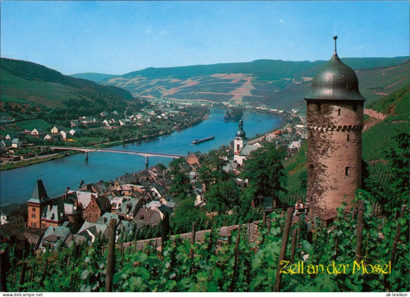 Ansichtskarte Zell&#47;Mosel Panorama Mit Rundem Turm 1995 - Zell