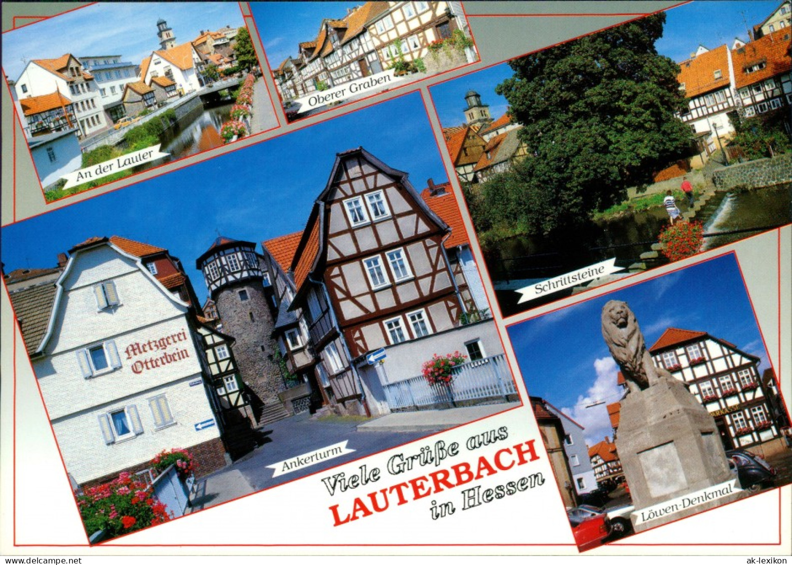 Lauterbach (Hessen)  Lauter, Oberer Graben, Schrittsteine, Löwen-Denkmal 1994 - Lauterbach