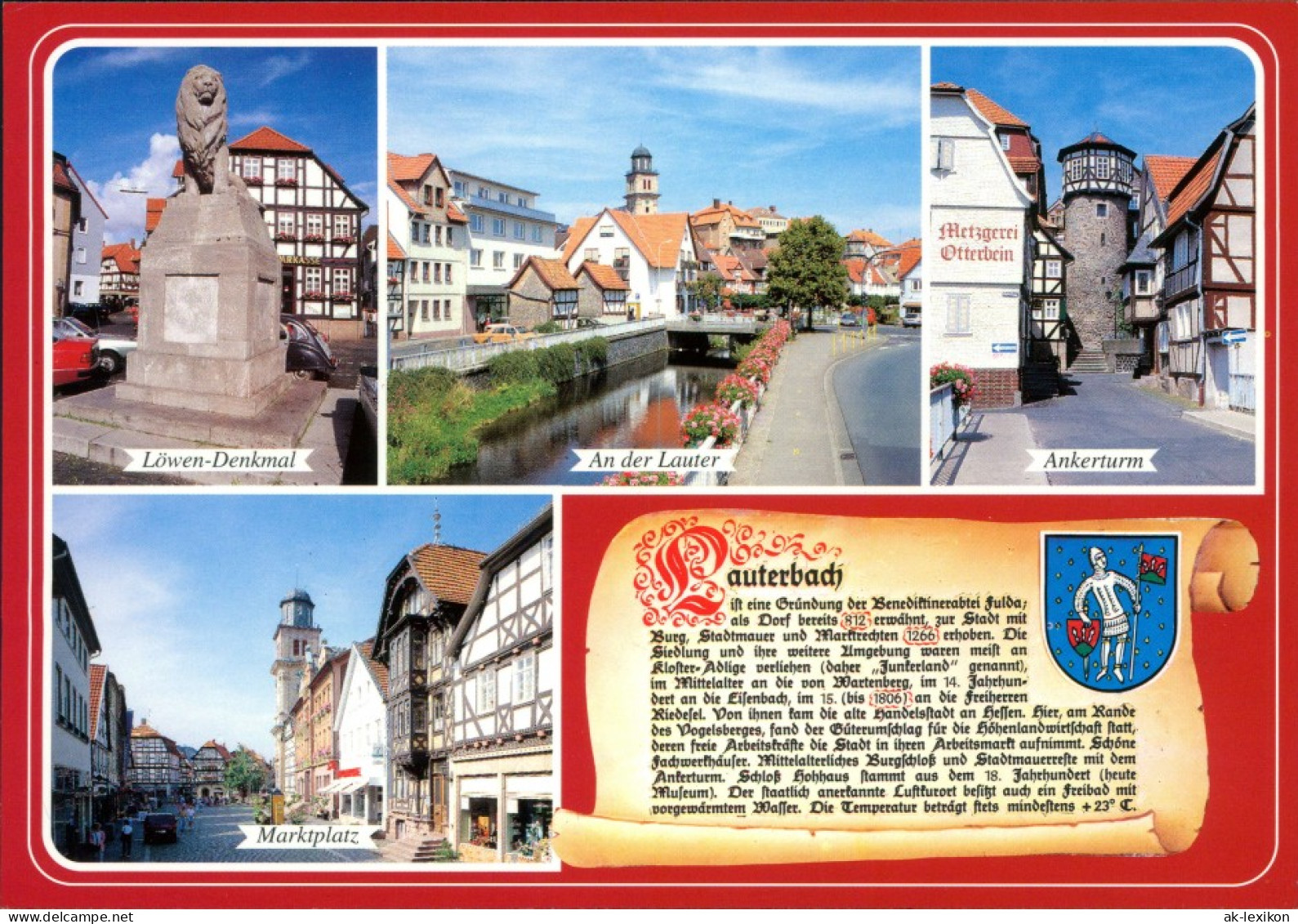 Lauterbach (Hessen) Löwen-Denkmal, An Der Lauter, Ankerturm, Marktplatz 1994 - Lauterbach