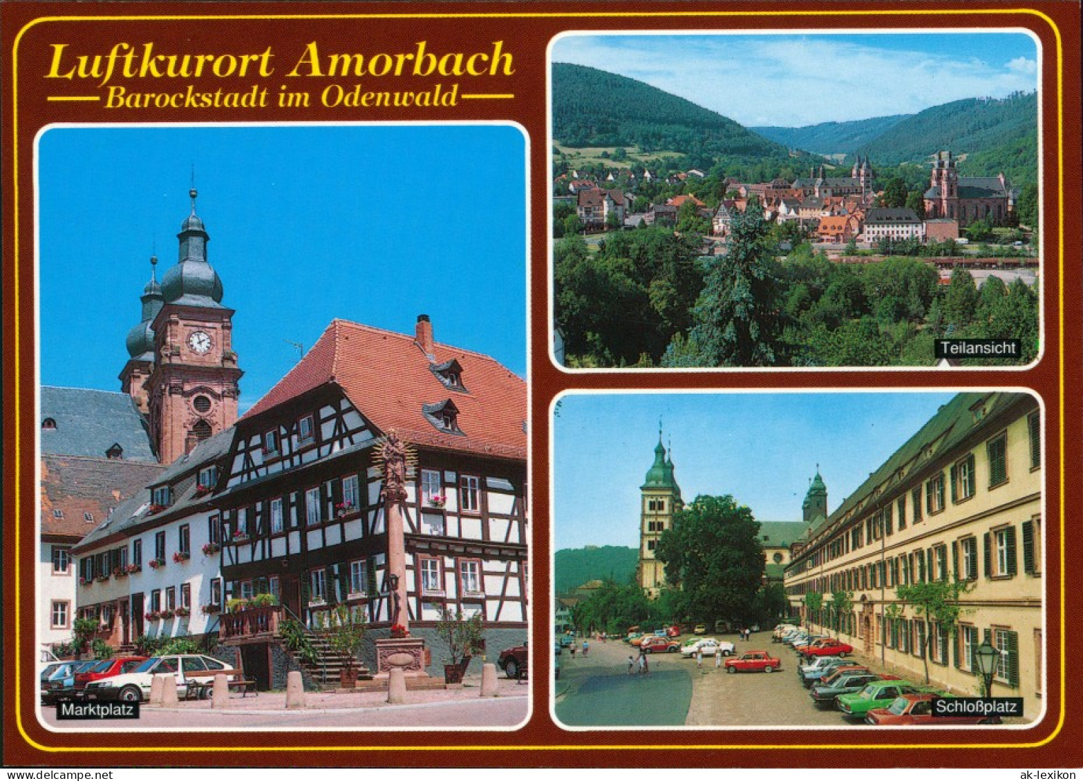 Ansichtskarte Amorbach Marktplatz, Teilansicht, Schloßplatz 1993 - Amorbach