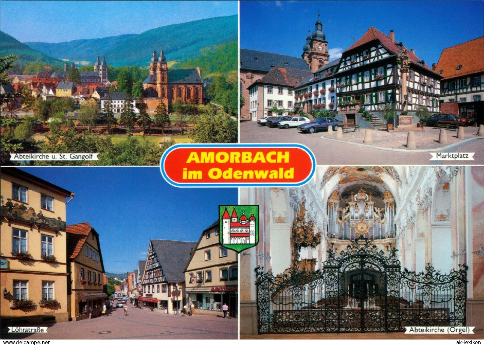 Ansichtskarte Amorbach Abteikirche, Markt, Löhrstraße, Orgel 1995 - Amorbach