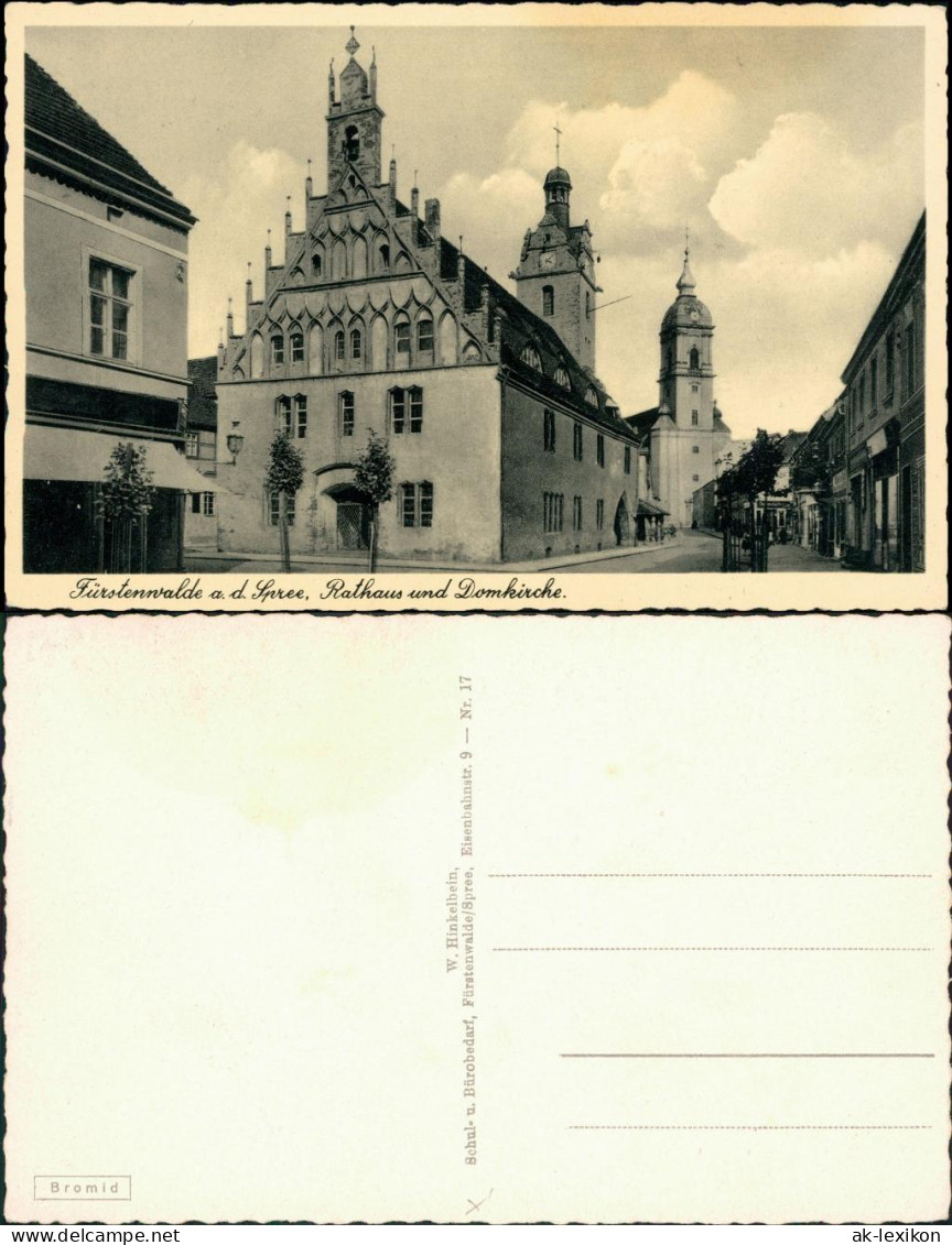 Ansichtskarte Fürstenwalde Straße, Geschäfte - Rathaus 1932  - Fürstenwalde