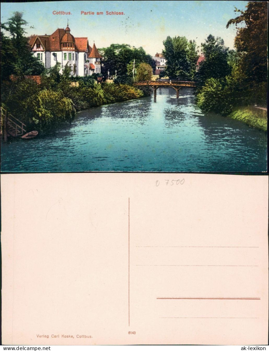 Ansichtskarte Cottbus Cho&#263;ebuz Spreepartie Am Schloss 1916  - Cottbus