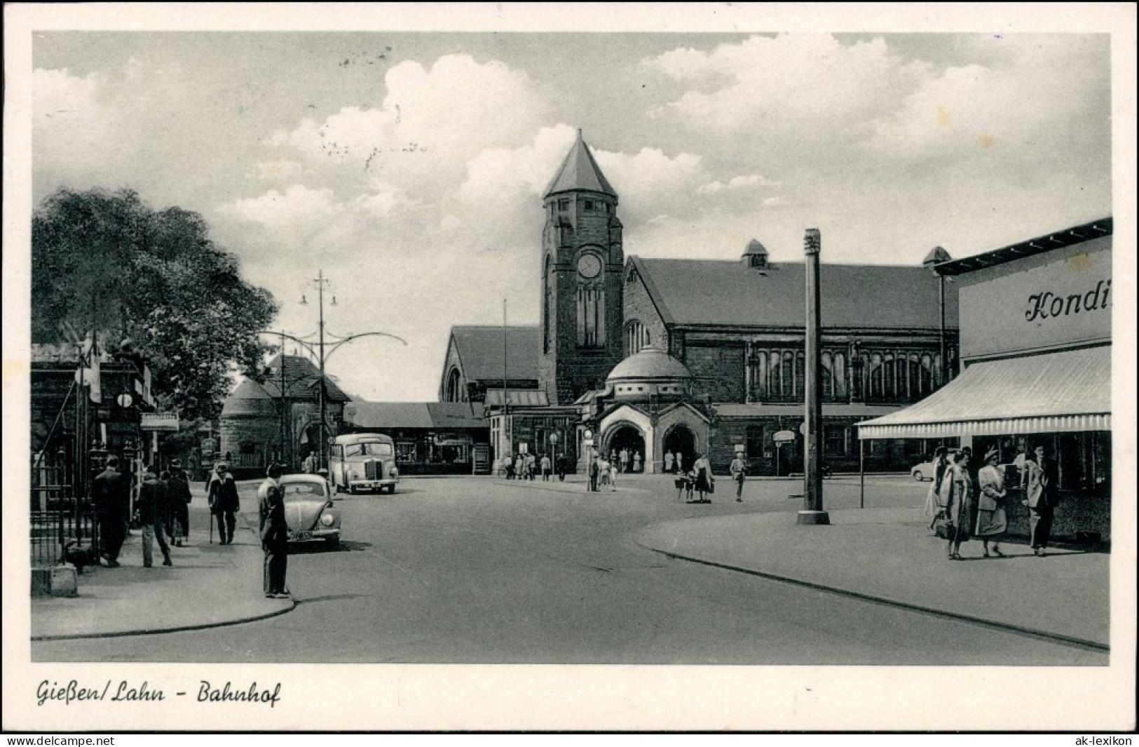 Ansichtskarte Gießen Konditorei, Kiosk - Bahnhof 1955  - Giessen