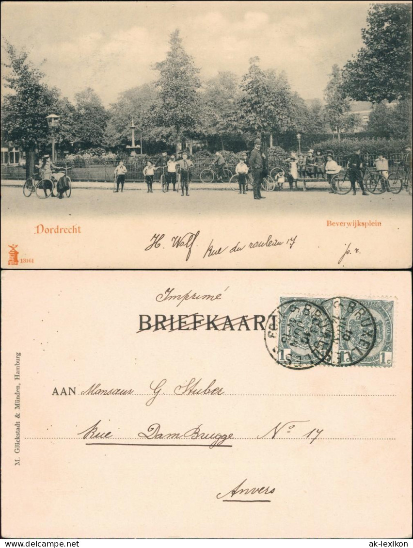 Postkaart Dordrecht Straßenpartie - Fahrräder - Beverwijksplein 1915  - Dordrecht