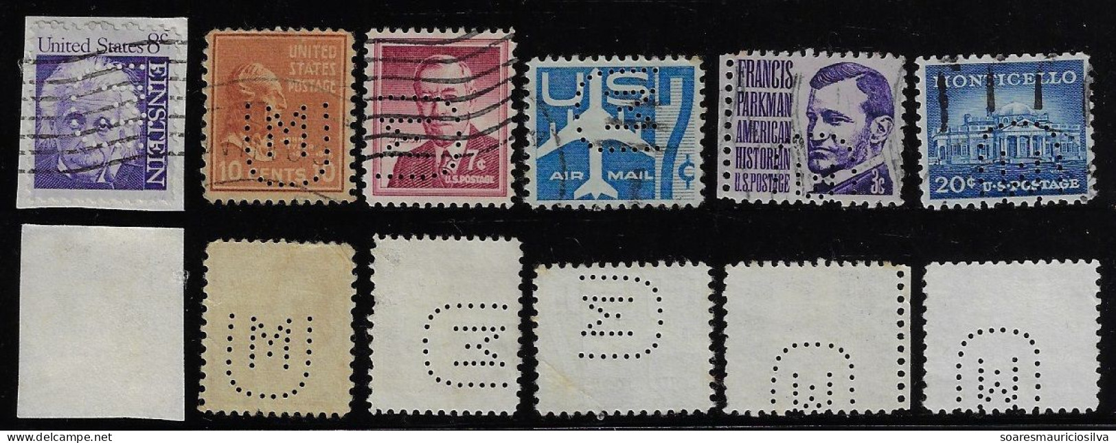 USA United States 1914/... 6 Stamp With Perfin UM By University Of Missouri From Columbia Lochung Perfore - Perfins