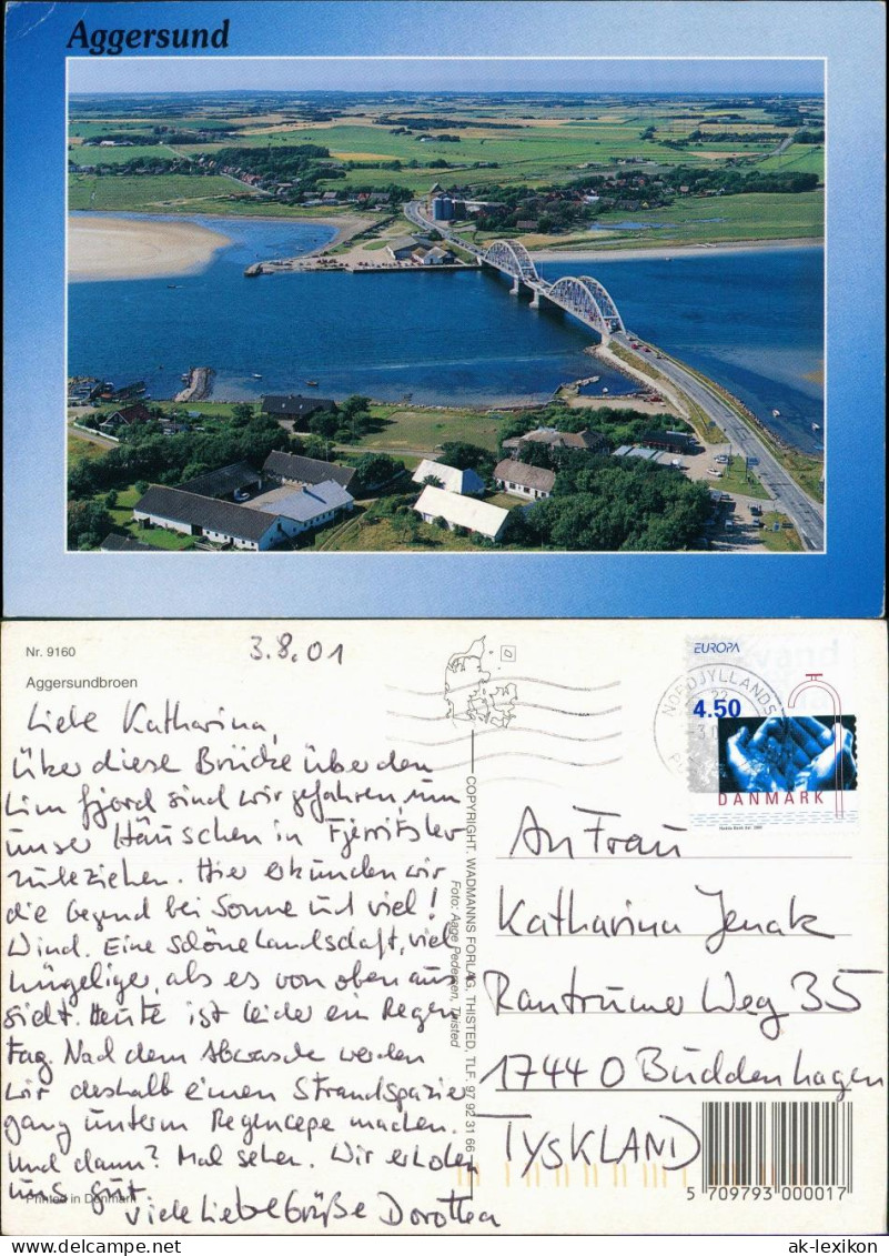 Postcard Aggersund Luftbild Mit Bogenbrücke 2001 - Danemark