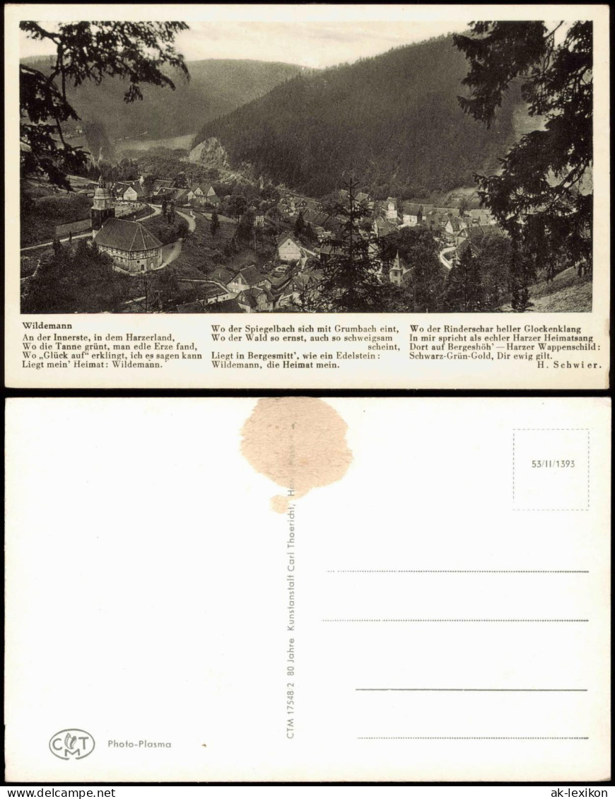 Ansichtskarte Wildemann (Innerstetal) Panorama-Ansicht 1953 - Wildemann