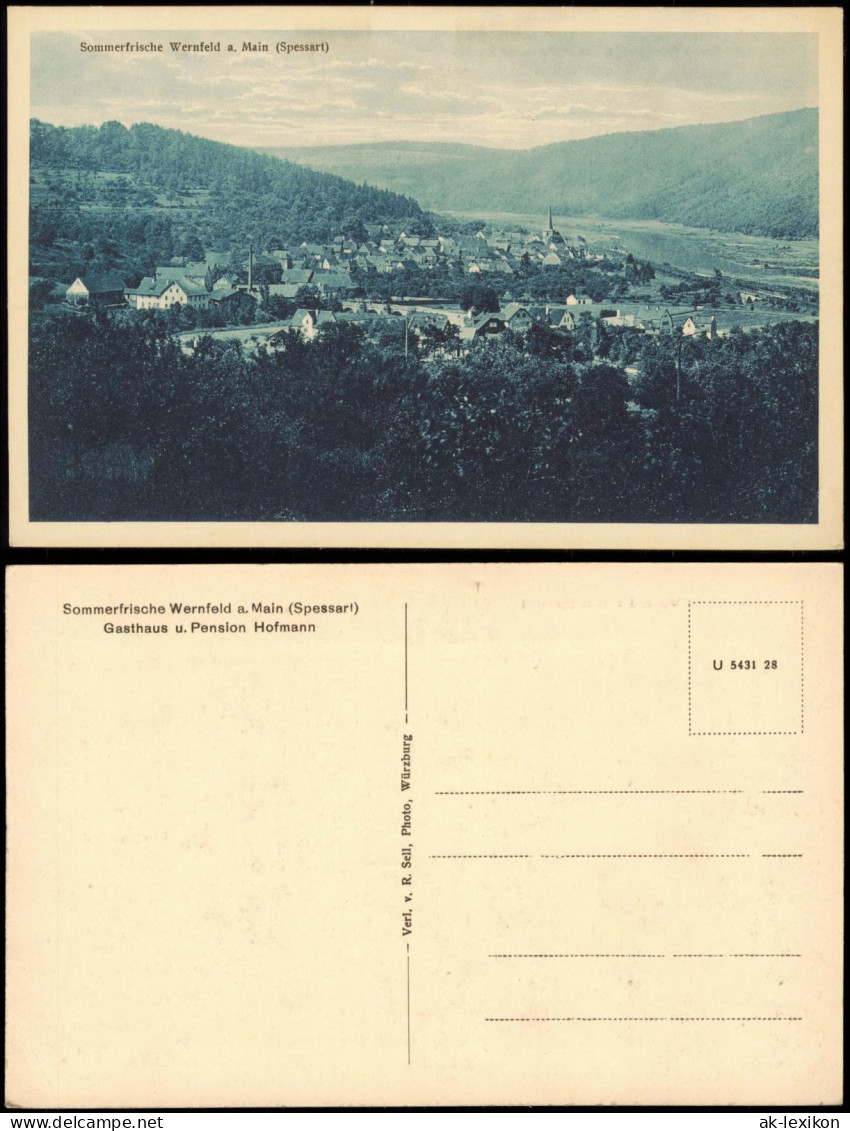 Ansichtskarte Wernfeld-Gemünden A. Main Stadt, Gasthaus Pension Hofmann 1926 - Gemünden