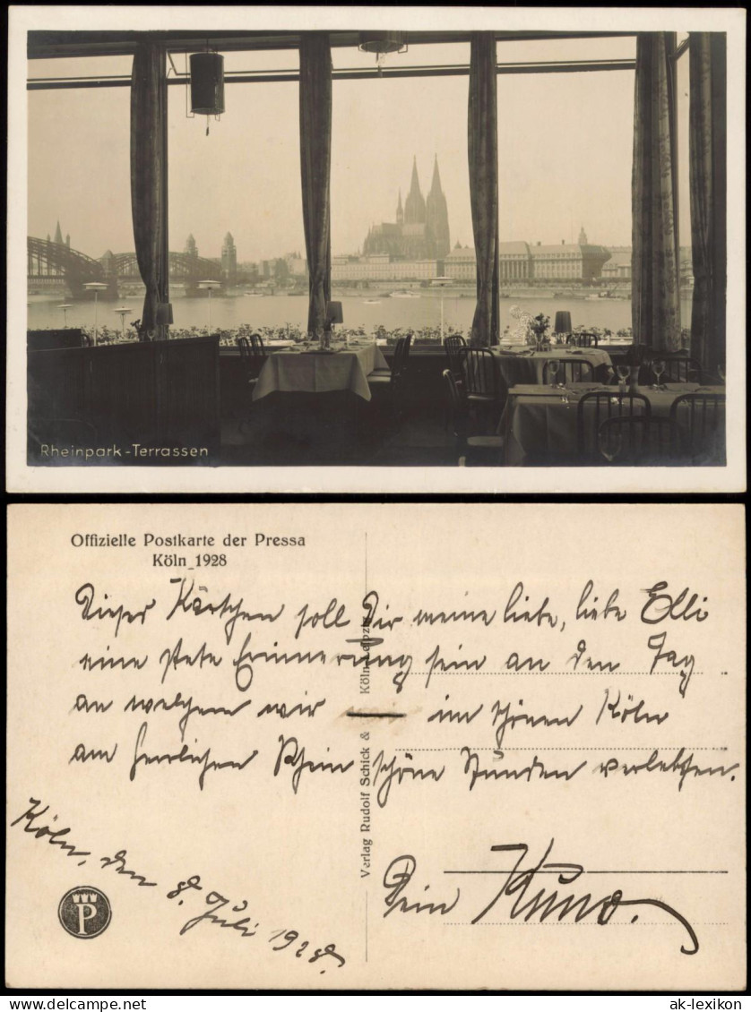 Ansichtskarte Köln Rheinpark-Terrassen - Pressa AK 1928 - Koeln