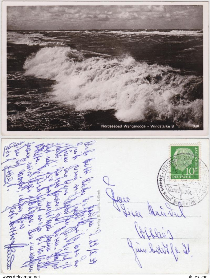 Ansichtskarte Wangerooge Wellen Bei Windstärke 8 1954 - Wangerooge