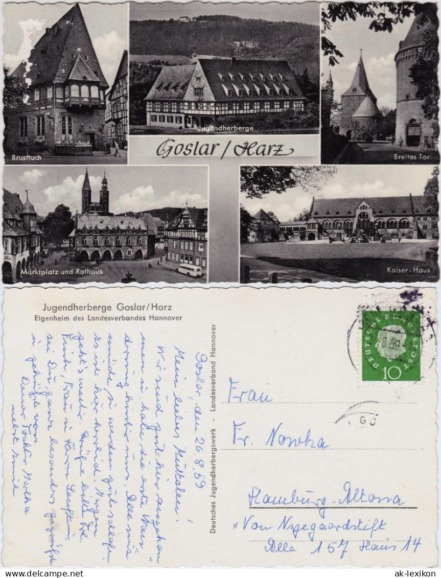 Ansichtskarte Goslar Brusttuch, Jugendherberge, Kaiser-Haus, Markt 1959 - Goslar