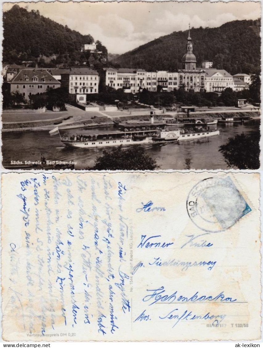 Ansichtskarte Bad Schandau Panorama Mit Elbdampfer 1958 - Bad Schandau