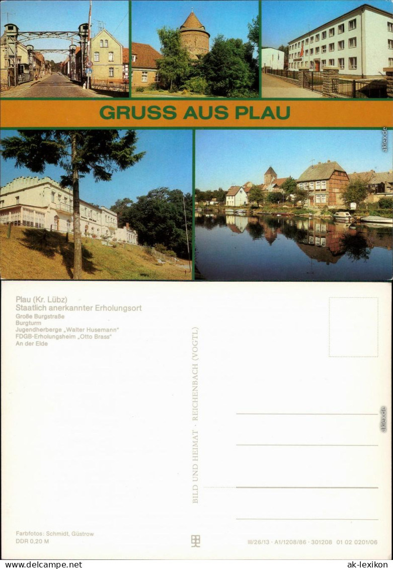 Plau (am See) Große Burgstraße, Burgturm, Jugendherberge Walter Husemann 1986 - Plau