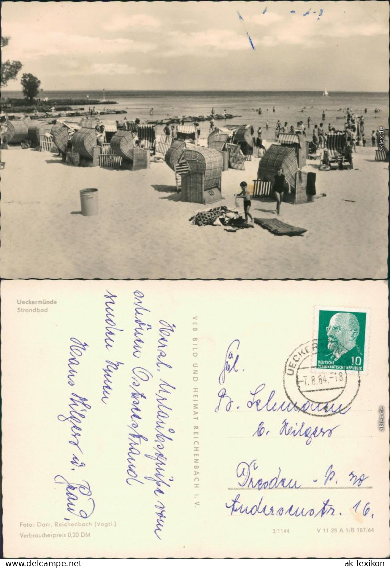 Ansichtskarte Ueckermünde Strand Mit Vielen Strandkörben 1964 - Ückermünde