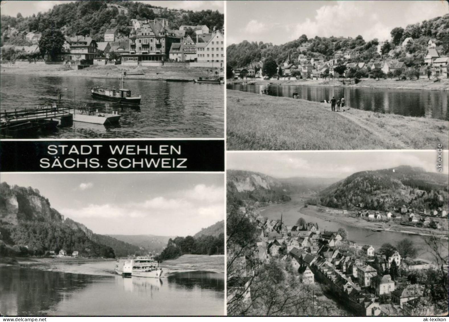 Ansichtskarte Wehlen Fähre, Elb- Und Ortsmotiv, Dampfer, Überblick 1976 - Wehlen