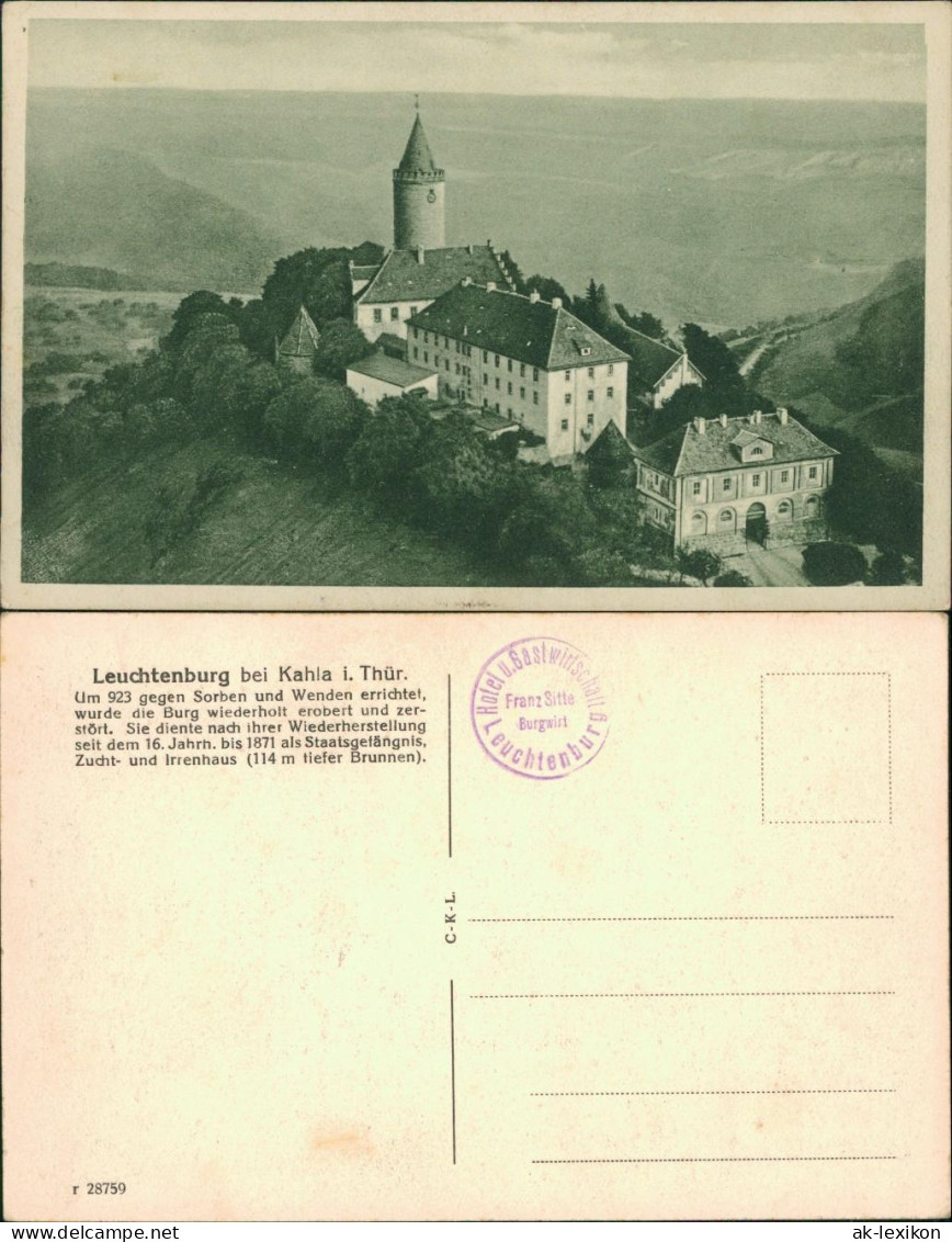 Ansichtskarte Kahla (Thüringen) Leuchtenburg - Luftbild 1928 - Kahla