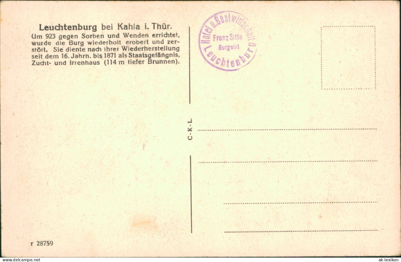 Ansichtskarte Kahla (Thüringen) Leuchtenburg - Luftbild 1928 - Kahla