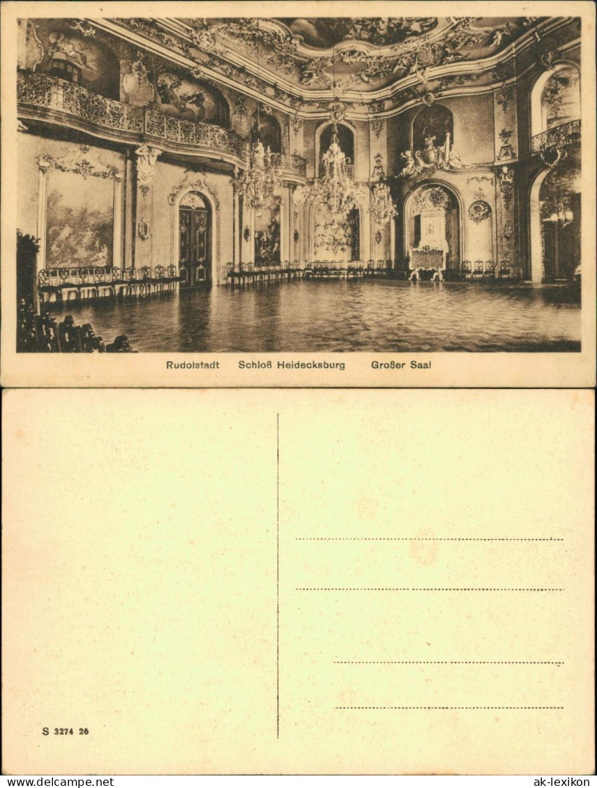Ansichtskarte Rudolstadt Schloss Heidecksburg - Großer Saal 1924  - Rudolstadt