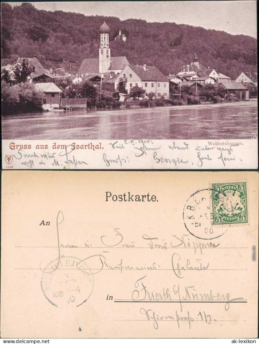 Ansichtskarte Wolfratshausen Panorama 1900 - Wolfratshausen