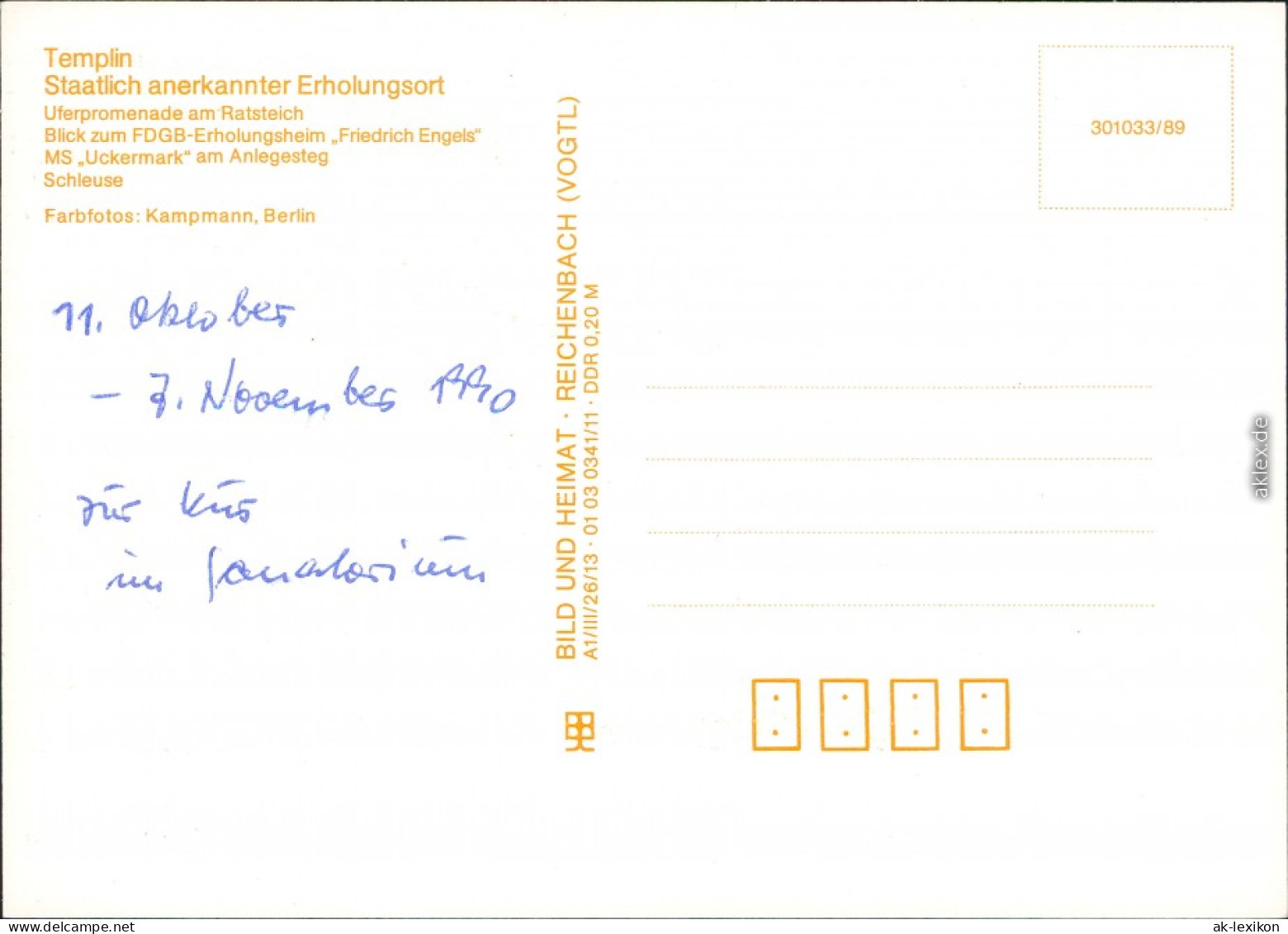 Templin Uferpromenade  FDGB-Erholungsheim Friedrich Engels, MS Uckermark  1989 - Templin