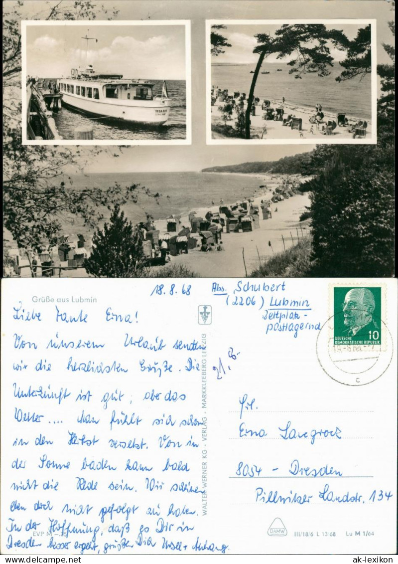 Ansichtskarte Lubmin Fähre Schiff Und Stranansichten 1968 - Lubmin