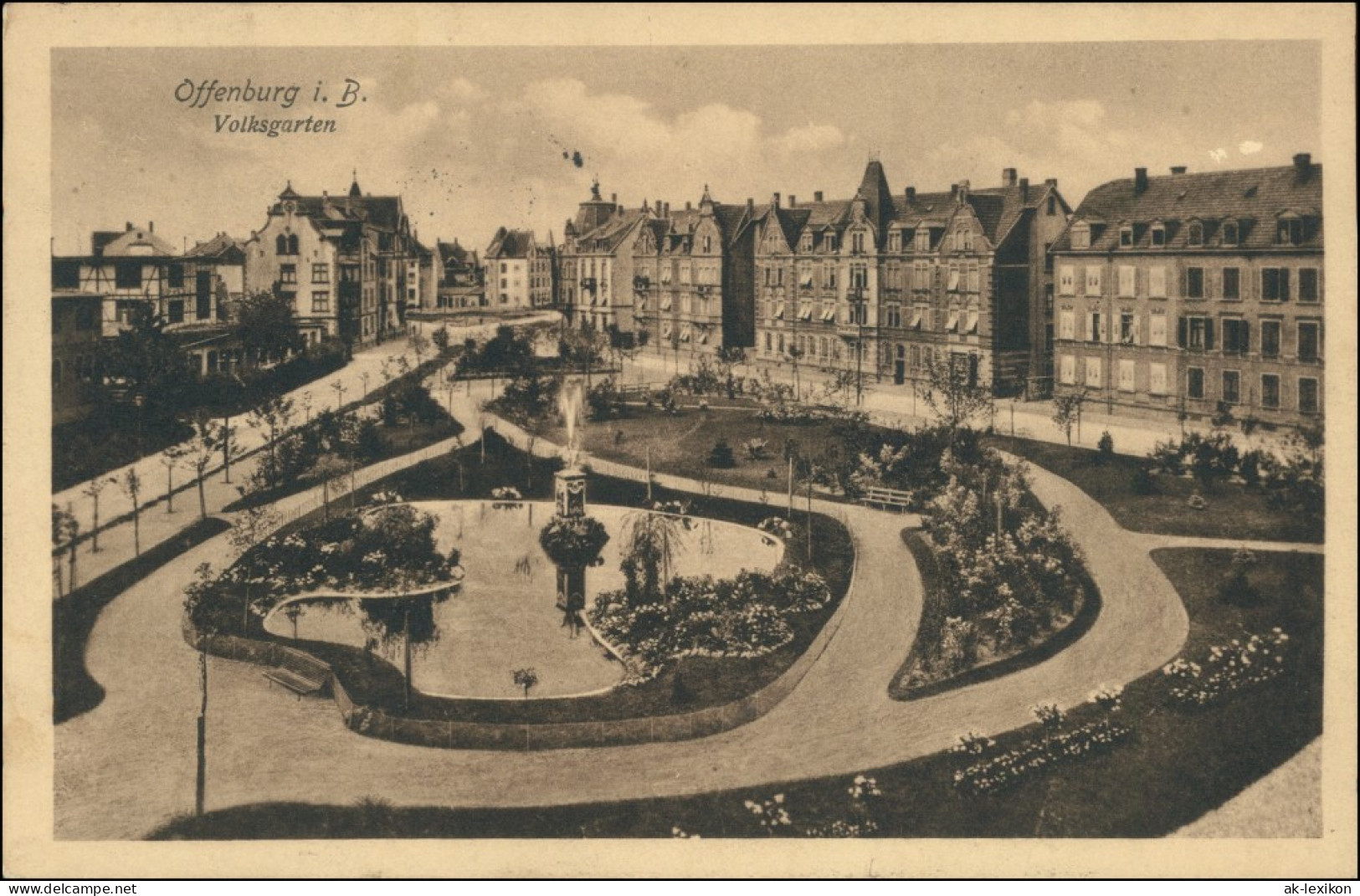 Ansichtskarte Offenburg Straßenpartie Volksgarten 1911  - Offenburg