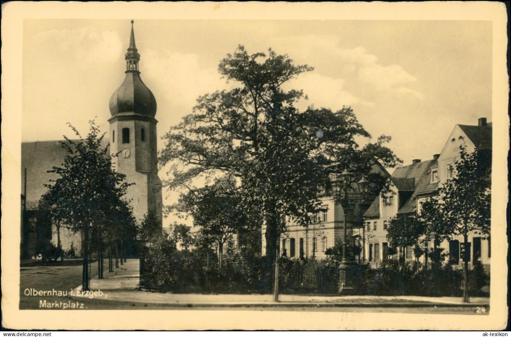 Ansichtskarte Olbernhau Kirche Und Marktplatz 1932  - Olbernhau