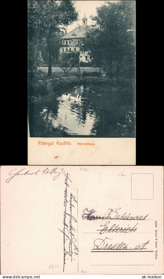 Ansichtskarte Raußlitz-Nossen Herrenhaus - Rittergut 1908  - Nossen