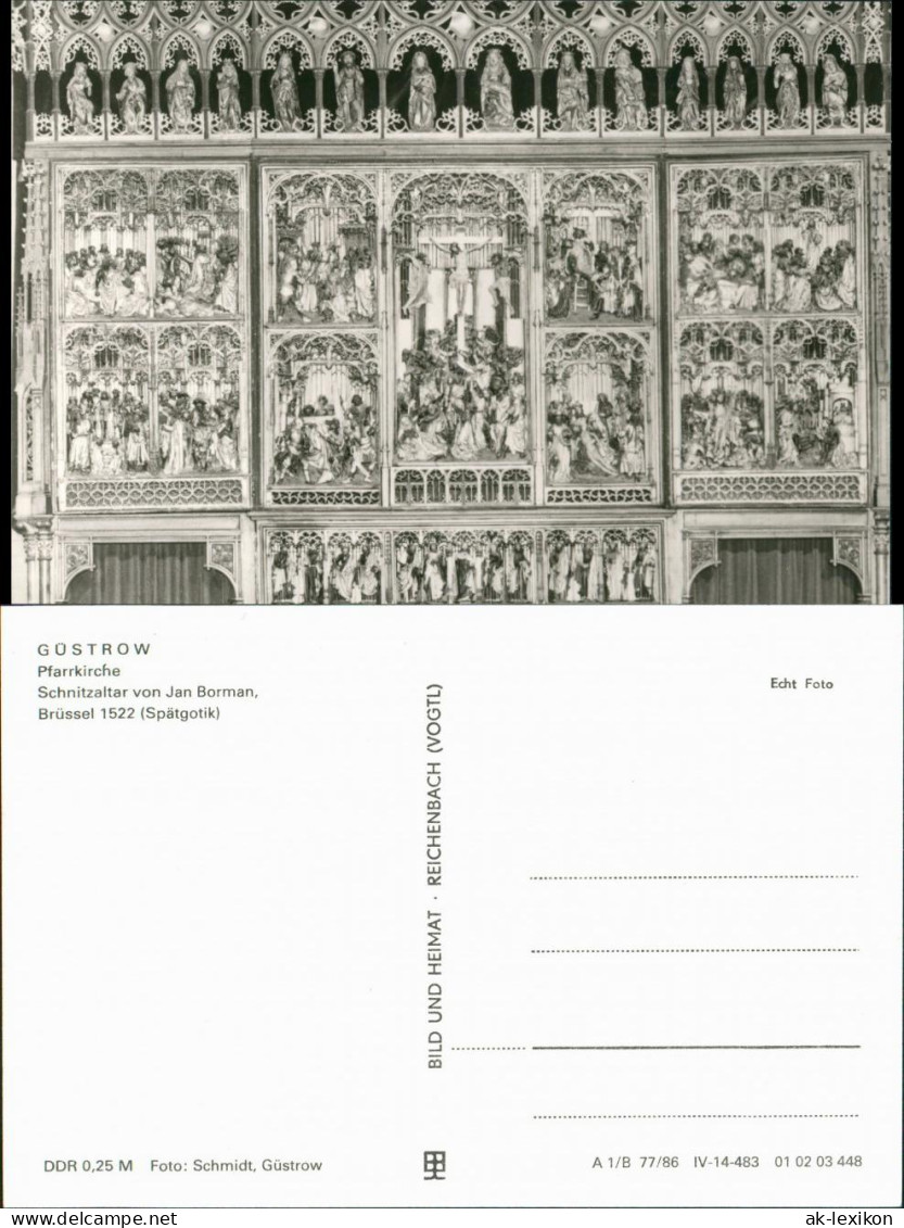 Ansichtskarte Güstrow Pfarrkirche - Schnitzaltar Von Jan Borman 1986 - Guestrow