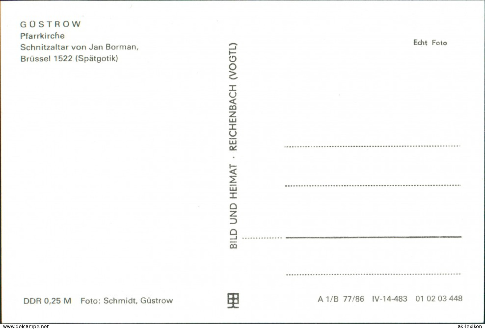 Ansichtskarte Güstrow Pfarrkirche - Schnitzaltar Von Jan Borman 1986 - Guestrow