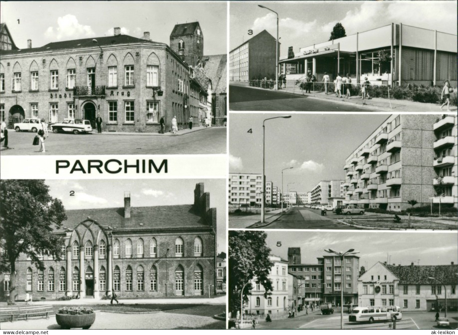 Ansichtskarte Parchim Waagestraße, Rathaus, Kaufhalle, Platz Der Arbeit 1983 - Parchim