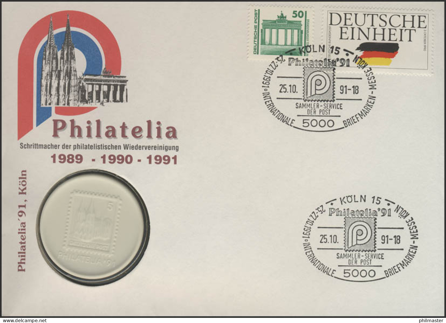Porzellanbrief Philatelia Köln 25.10.1991 Mit Echtem Meißener Porzellan - Porcellana